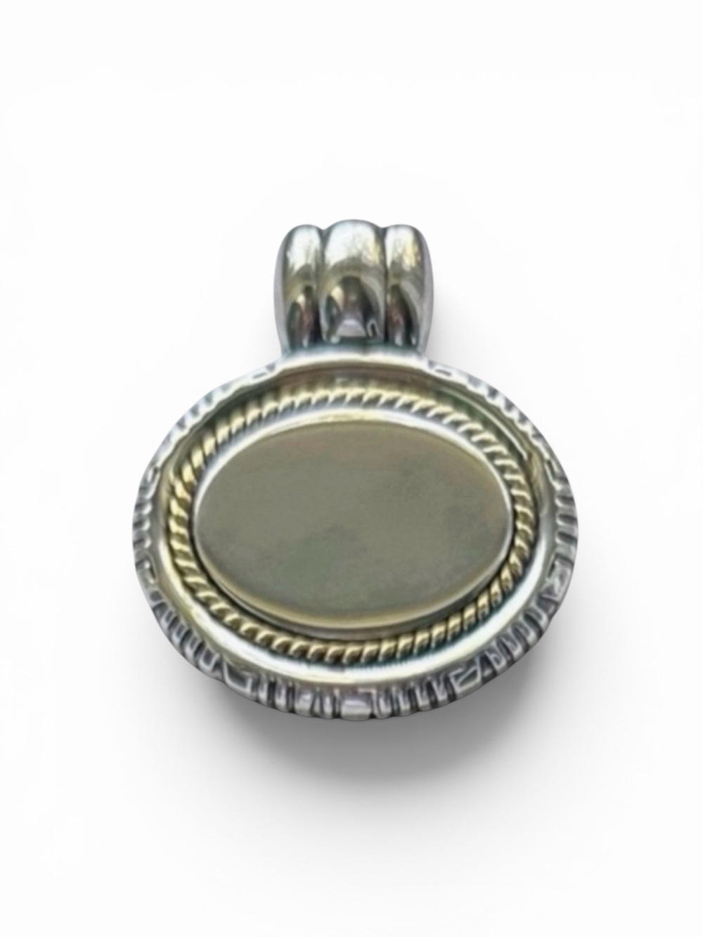 Best Vintage Large Silver with Gold Detail Oval Signet Pendant